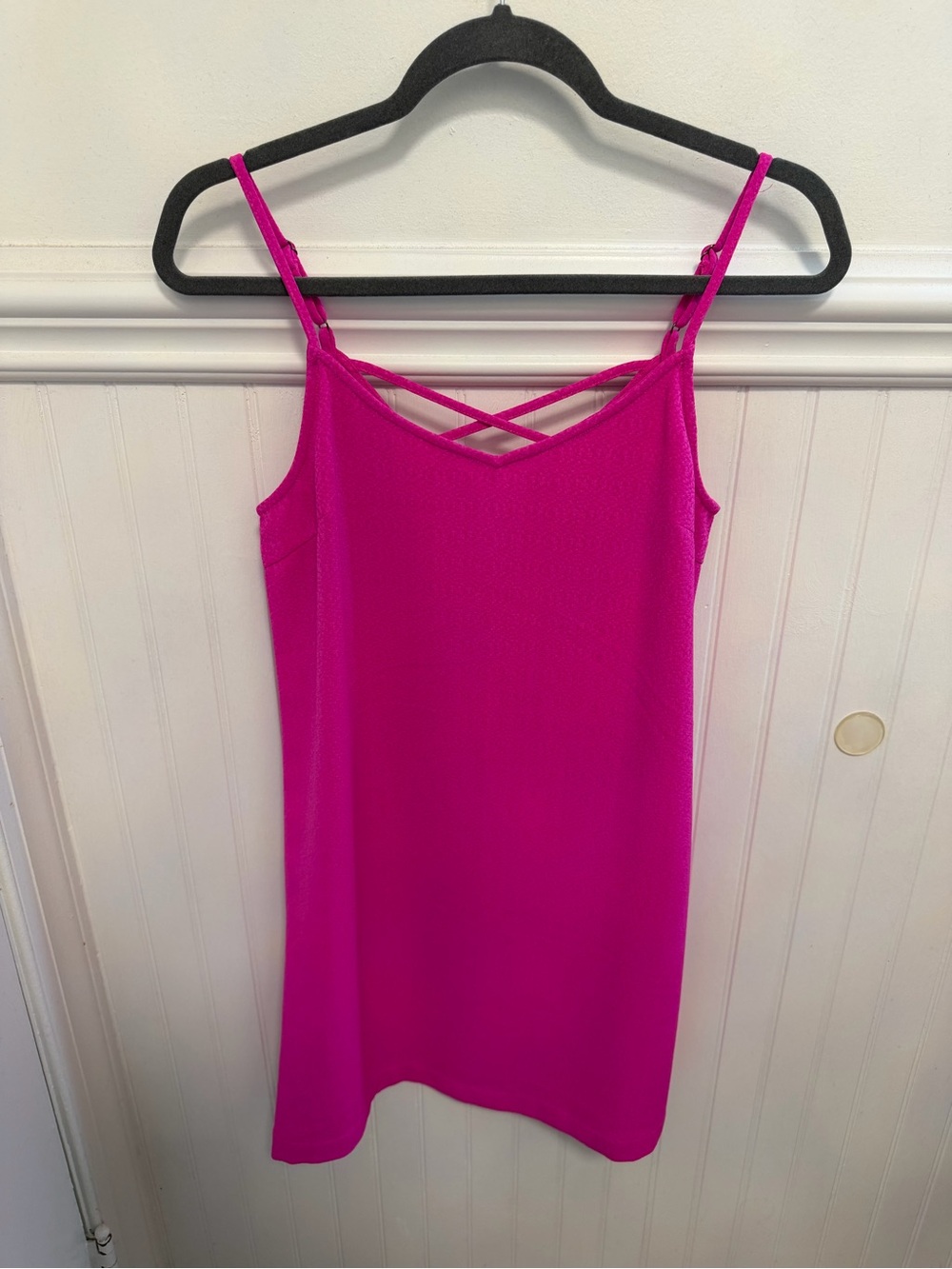 Skies Are Blue Hot Pink Crisscross Slip Mini Dress